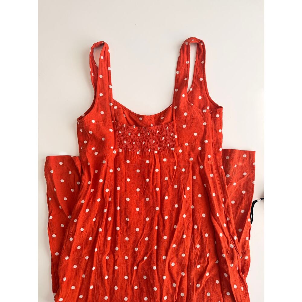Orange and white polka dot button down dress - Size 10 - Anthropologie